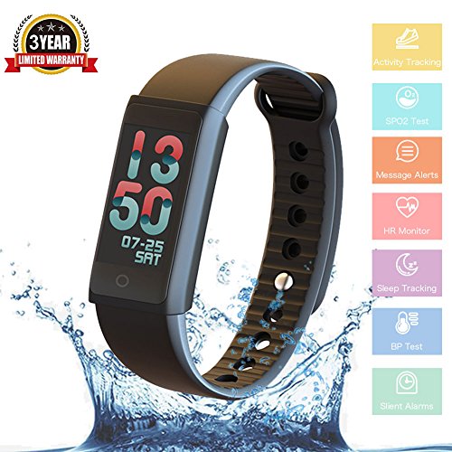 Fitness Tracker Smart Band Bracelet Heart Rate Monitor Bluetooth WristBand Activity Trackers Pedometer Blood Pressure Test Waterproof with Colorful OLED Scren for Android & iOS Smartphones