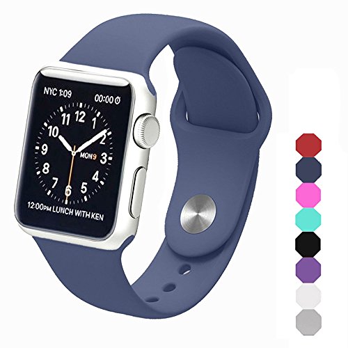 Apple Watch Band, Soft Silicone Sports Replacement Wristband for Apple Watch (Midnight blue, 42mm-S/M)