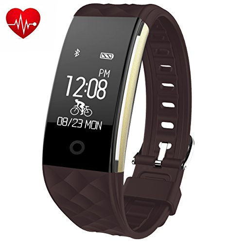 Fitness Tracker,Juboury Heart Rate Activity Trakcer Touch Screen Wearable Pedometer Bluetooth Smart Wristand with Sleep Monitor,Steps Counter,Calories Track for Android and IOS Smart Phones (Coffee)