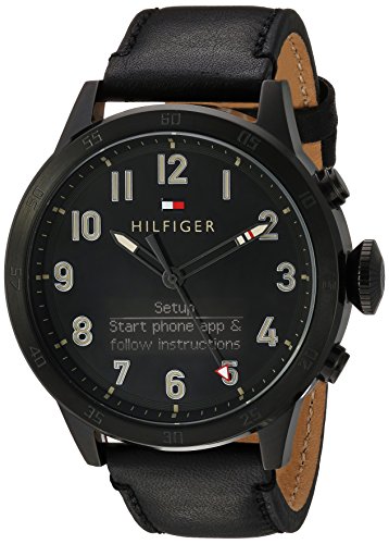 Tommy Hilfiger Men’s ‘TH 24/7’ Quartz Resin and Leather Smart Watch, Color: Black (Model: 1791301)