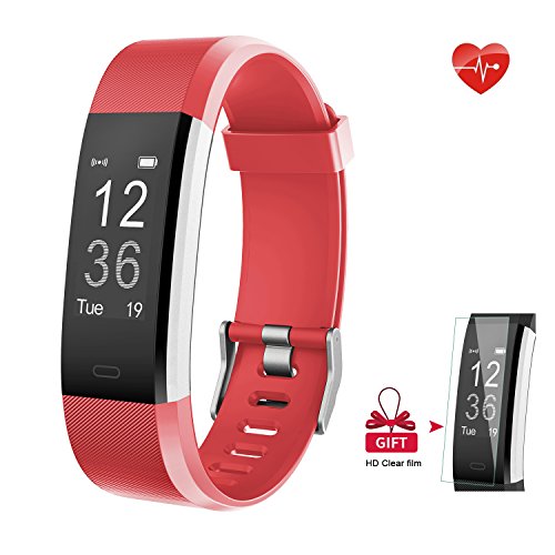 Fitness Tracker, AIEX Heart Rate Monitor Smart Watch With Connected GPS Tracker, 14 Sports Mode, Message Notification,Waterproof Activity Tracker for Android and iOS with Gift Screen Protector (Red)