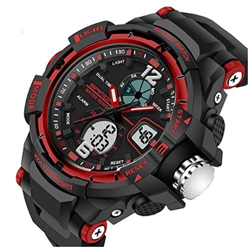 Kids Watches Outdoor Sports Children Watch Stopwatch Quartz Watch Boy Girls LED Digital Alarm Wristwatch Red
