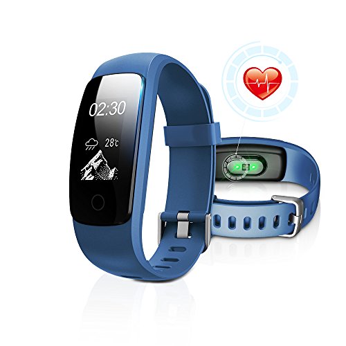 Fitness Tracker with Heart Rate Monitor, DBFIT Activity Tracker Smart Watch with Sleep Monitor, IP67 Water Resistant Walking Pedometer Band with Call/SMS Remind for iOS/Android Smartphone (Blue)