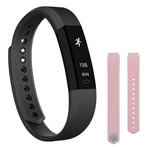 Fitness Tracker,Teslasz Bluetooth 4.0 Sleep Monitor Calorie Counter Pedometer Sport Activity Tracker for Android and IOS Smart Phone with Free Replacement Band,Black