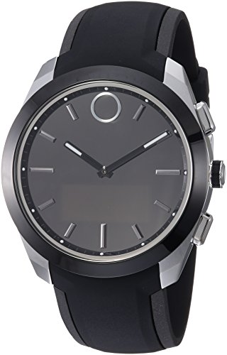 Movado ‘BOLD CONNECTED II’ Quartz Stainless Steel and Silicone Casual Watch, Color:Black (Model: 3660012)