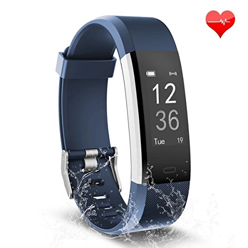 Fitness Tracker, Waterproof Activity Tracker Heart Rate Monitor Bluetooth Smart Watch Bracelet Wristband Sleep Monitor Pedometer with Replacement Strap for Android and IOS Smartphone (black-red)