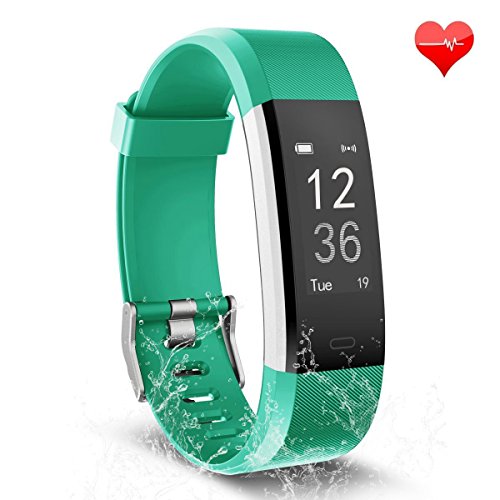Fitness Tracker, Waterproof Activity Tracker Heart Rate Monitor Bluetooth Smart Watch Bracelet Wristband Sleep Monitor Pedometer with Replacement Strap for Android and IOS Smartphone (black-green)