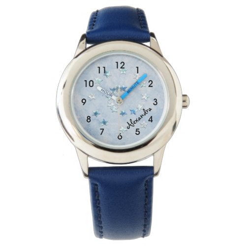 Swirly Blue Stars Girl's Watch