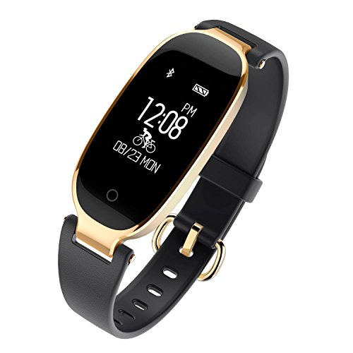 Fitness Tracker,WFCL Women Heart Rate Monitor Activity Sleep Monitor Waterproof Smart Bracelet for iOS or Android (Black-2)