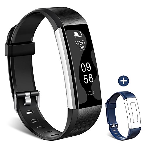 Fitness Tracker, Homogo H2 Fitness Watch Activity Tracker with Sleep Monitor, Smart Pedometer for Step Distance Calories Track (Black+Blue Band)