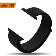 amBand Apple Watch Sport Loop Band 38mm, Lightweight Breathable Nylon Replacement Band for Apple Watch Nike+, Series 1, Series 2, Series 3, Sport, Edition-Dark Black