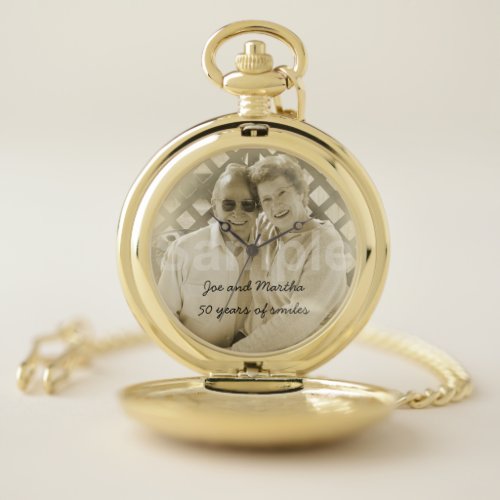 50th Golden Wedding Anniversary Photo and Names Pocket Watch