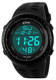 Digital Sports Watch Water Resistant Outdoor Electronic Waterproof LED Easy Read Military Back Light Black Big Face Men’s Wristwatch 1167 (black)