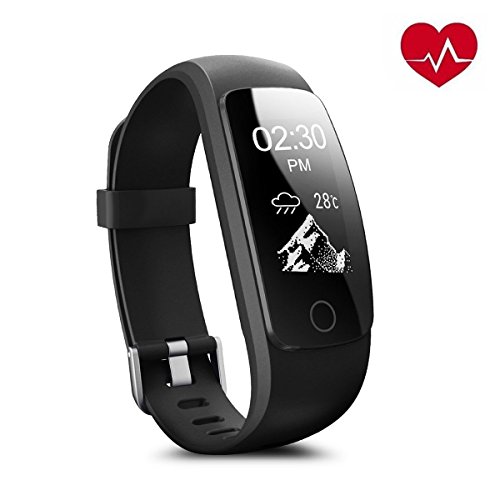 Fitness Tracker, DRILLPRO ID107Plus HR Fitness watches , IP67 Waterproof 0.96”OLED Touchscreen Bluetooth Activity Tracker – Heart Rate Measurement / 14 Sports Mode / Breathing Guidance