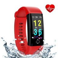 Fitness Tracker, Smart Band with Heart Rate and Blood Pressure Monitor, Activity Tracker,IP67 Waterproof, Pedometer, Sleep Monitor, OLED, Bluetooth 4.0, Compatible with Android and IOS (red 1)