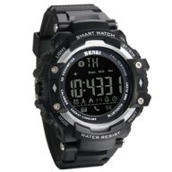 JewelryWe Mens Multifunctional Digital Sport Smart Watch with Bluetooth Pedometer Remote Camera 5ATM Water Resistant – Black Silver