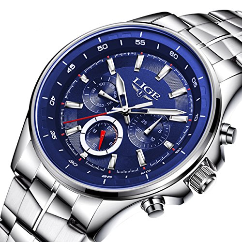 Watch,Mens Watch,Mens Classic Luxury Quartz Watch With Calendar Date Window,Full Steel Waterproof Multifuntional Wrist Watch