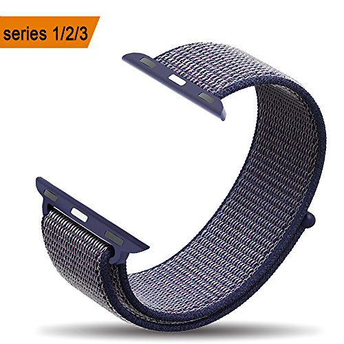 amBand Apple Watch Sport Loop Band 42mm, Lightweight Breathable Nylon Replacement Band for Apple Watch Nike+, Series 1, Series 2, Series 3, Sport, Edition-Midnight Blue