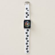 Black and White Paw Print Pattern Apple Watch Band