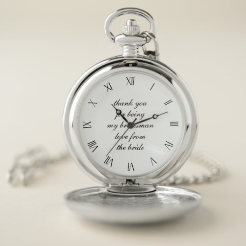 Classic Wedding Thank You Bridesman Pocket Watch