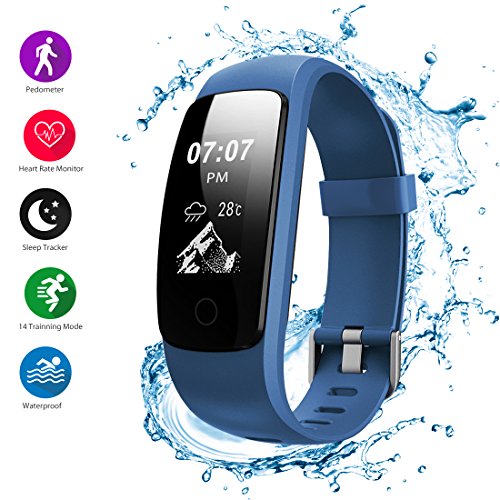 Fitness Tracker, Helthyband H107 Plus Activity Tracker: Waterproof Bluetooth Fitness Watch Smart Bracelet with Sleep Tracker Heart Rate Monitor Pedometer 14 Training Modes for iOS/Android Cellphone