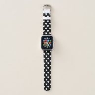 Black And White Polka Dot Hearts Pattern Apple Watch Band