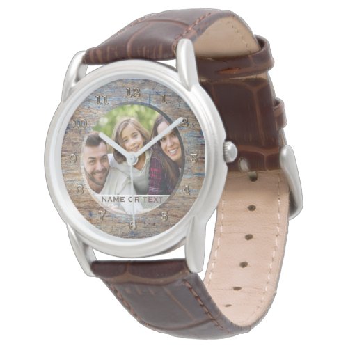 Custom Photo Fathers Day Watch for Dad Rustic