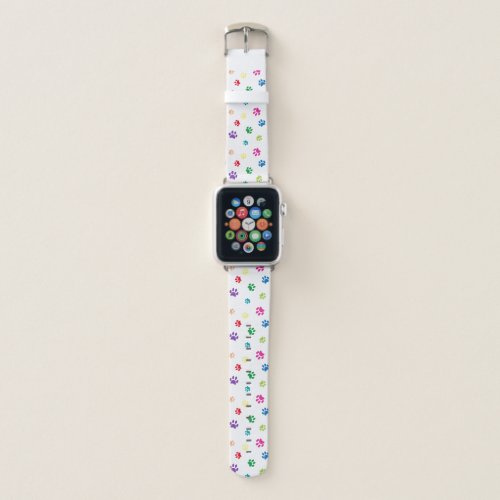 Rainbow Painted Paw Prints Apple Watch Band