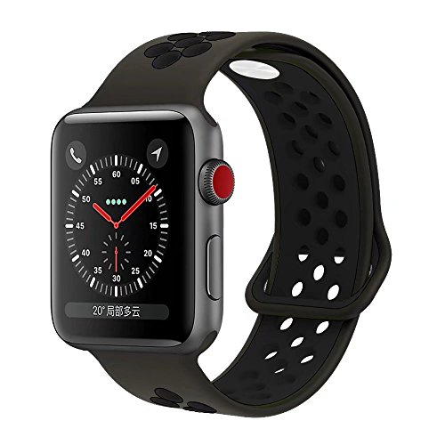 HILIMNY Hailan Sports Apple Watch Band,Soft Silicone Sport Band Replacement Wrist Strap for Apple iwatch Series 1/2/3,Nike+,Sport,Edition,38mm S/M Anthracite Black