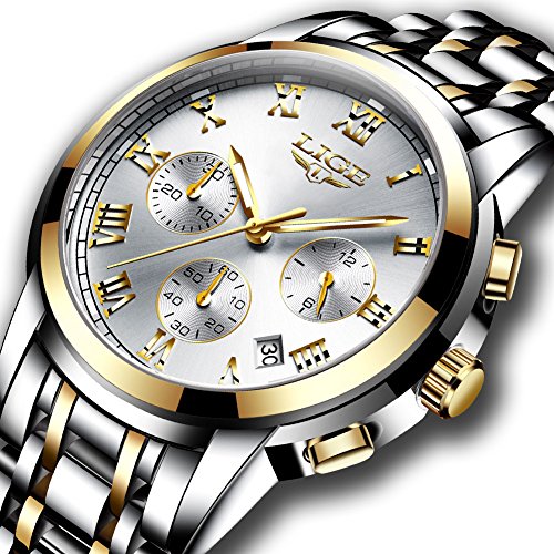 Watches Mens Full Steel Quartz Analog Wrist watch Men Luxury Brand LIGE Waterproof Date Business Watch