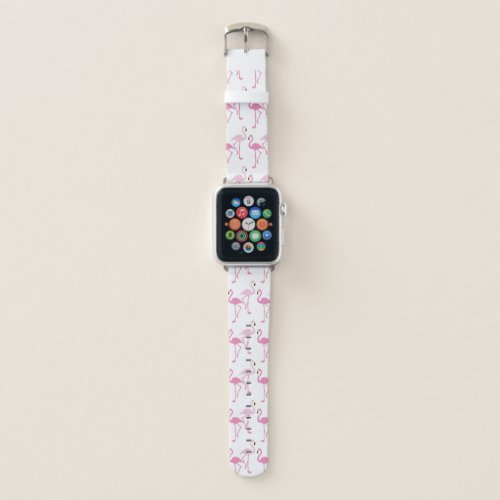 Pink Flamingo Fun Summer Pattern Apple Watch Band