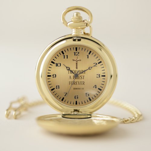Priesthood Ordination Scripture Crucifix Catholic Pocket Watch