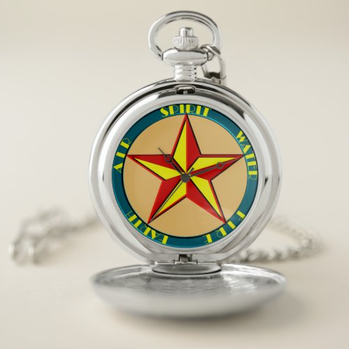 Art Deco Magic Pentagram 1930s Color Pocket Watch
