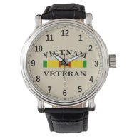 Custom Black Vintage Leather (Vietnam Veteran) Watch