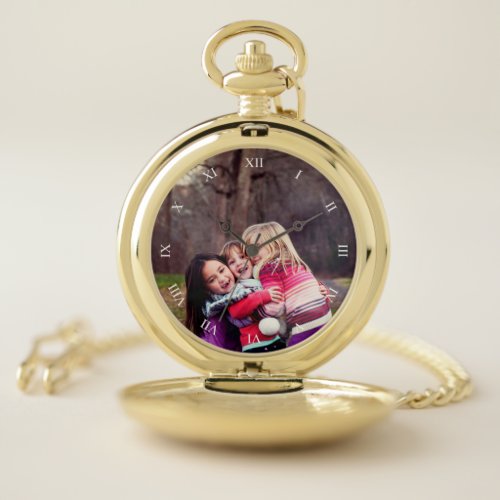 Custom Photo &amp; Roman Numerals Pocket Watch