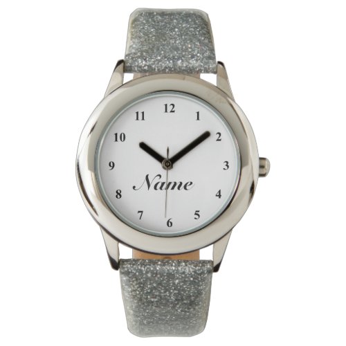 Ladies watch with silver glitter strap
