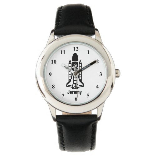 Personalizable kids watch with space shuttle print