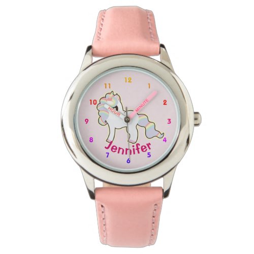 Personalized UNICORN Girls watch pink – add name