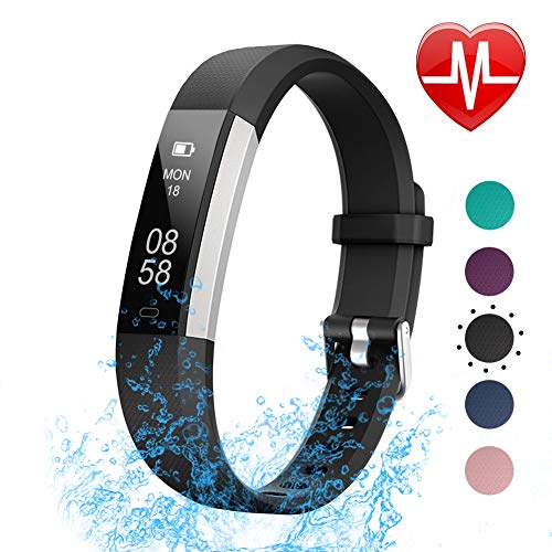 LETSCOM Fitness Tracker with Heart Rate Monitor, Slim Sports Activity Tracker Watch, Waterproof Pedometer Watch with Sleep Monitor, Step Tracker for Kids, Women, and Men