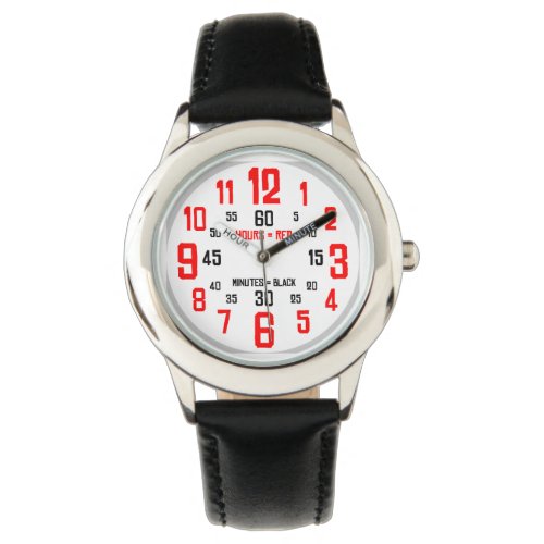 Kids' Learn to Tell Time Watch – Black &amp; Red