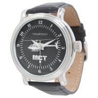 Personalized Helicopter Chopper Silhouette Flying Watch