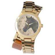 Chestnut mare horse portrait equine art painting wrist watch