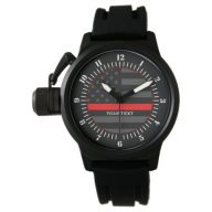 Personalized Thin Red Line Grey US Flag Wristwatch