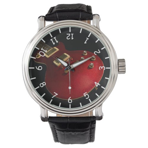 Musician's Cool Red Sparkle Electric Rock Guitar Watch