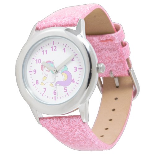 Cute unicorn pink purple white girly pastels watch