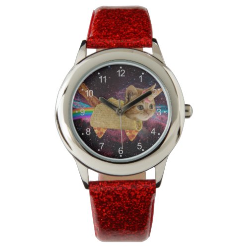 Unicorn cat – taco cat – space cat – tabby cat wrist watch
