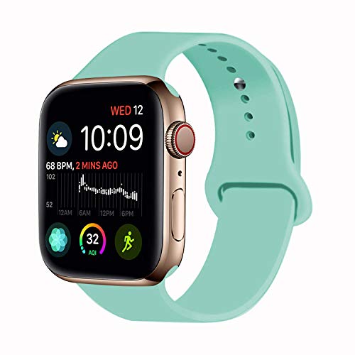 VATI Sport Band Compatible for Apple Watch Band 38mm 40mm, Soft Silicone Sport Strap Replacement Bands Compatible with 2019 Apple Watch Series 5, iWatch 4/3/2/1, 38MM 40MM S/M (Marine Green)