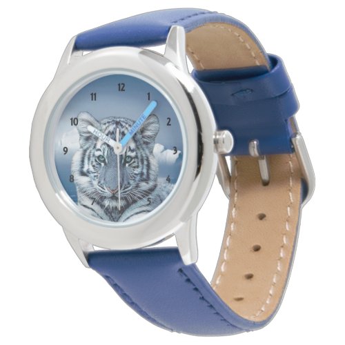 Blue White Tiger Wrist Watch