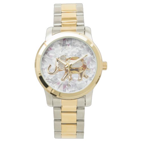Gold Elephant Diamond glitter jewel look glam Watch