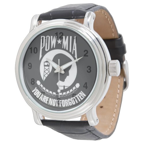 POW-MIA You Are Not Forgotten – Men's Black Leathe Watch